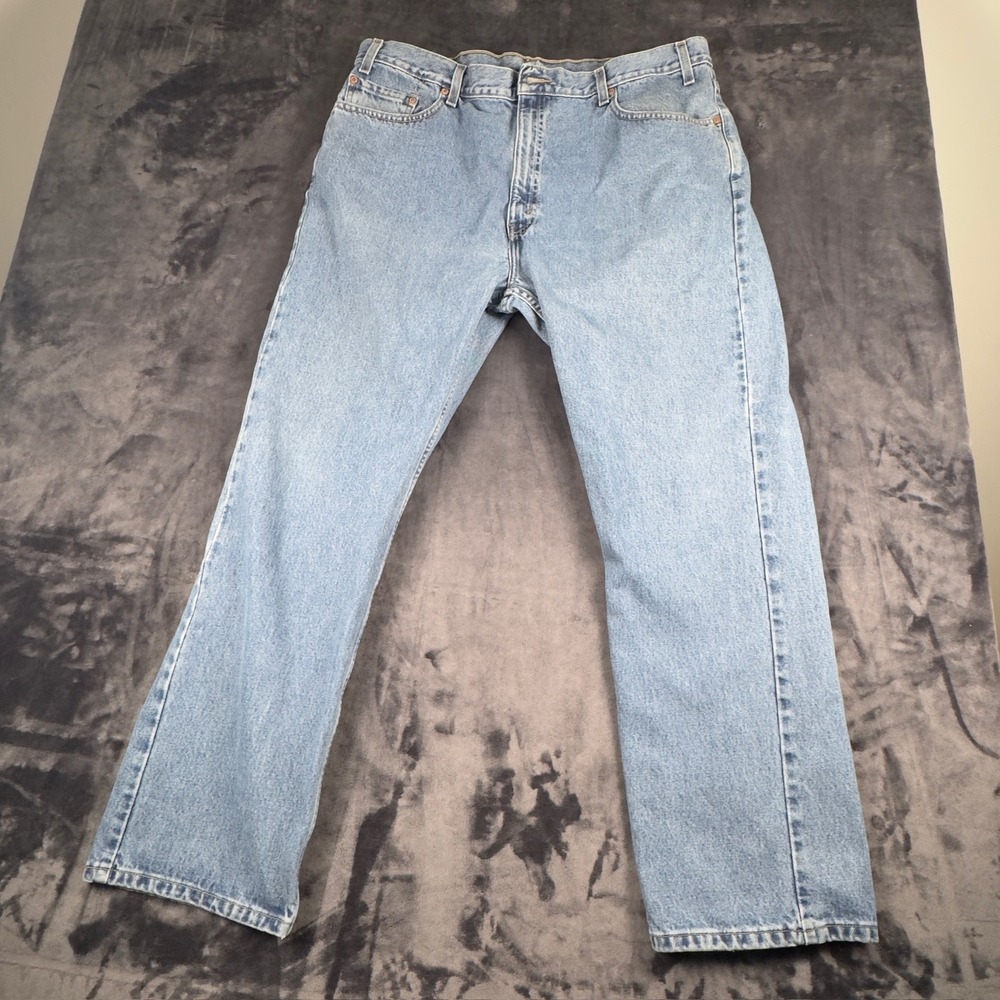 Levi's 505 Regular Fit Straight Leg Jeans Mens 42x30 Light Wash Blue Denim